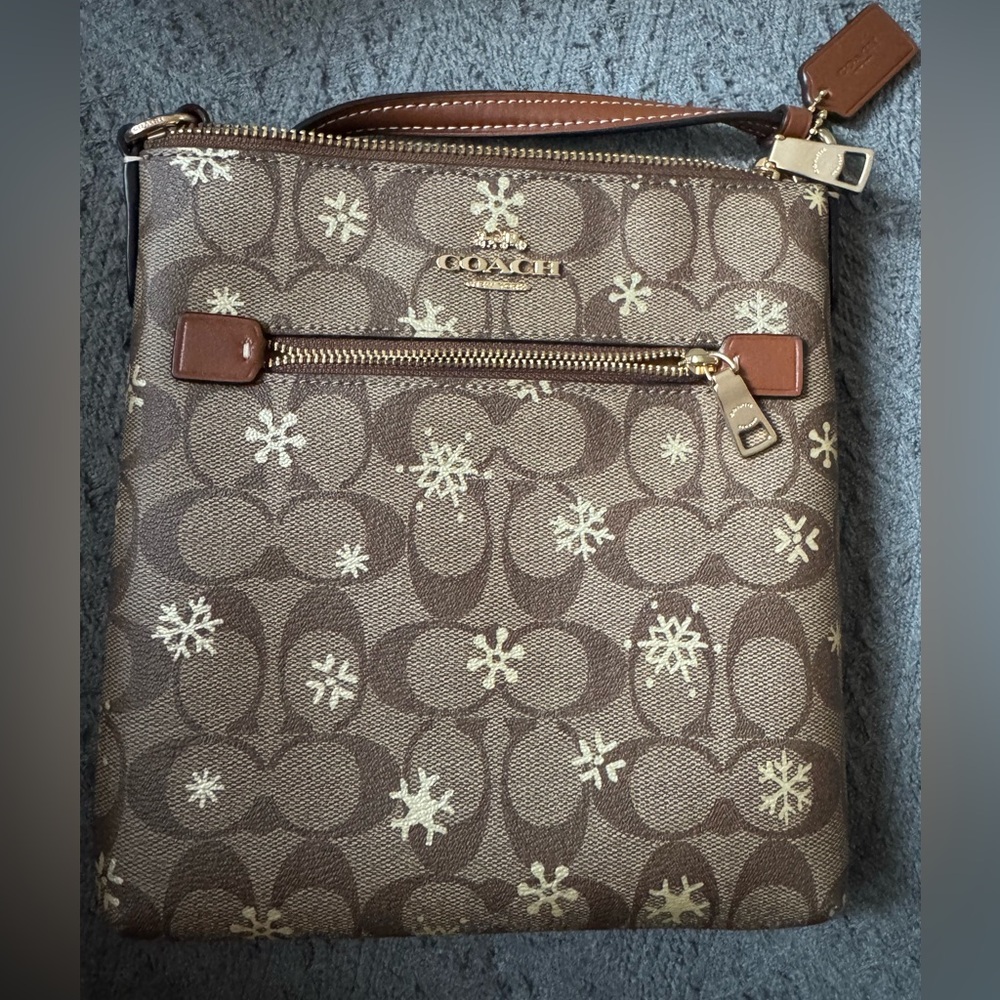 COACH Mini Rowan File Bag in Signature Canvas With Snowflake Print NWT $278 MSRP - Picture 8 of 8